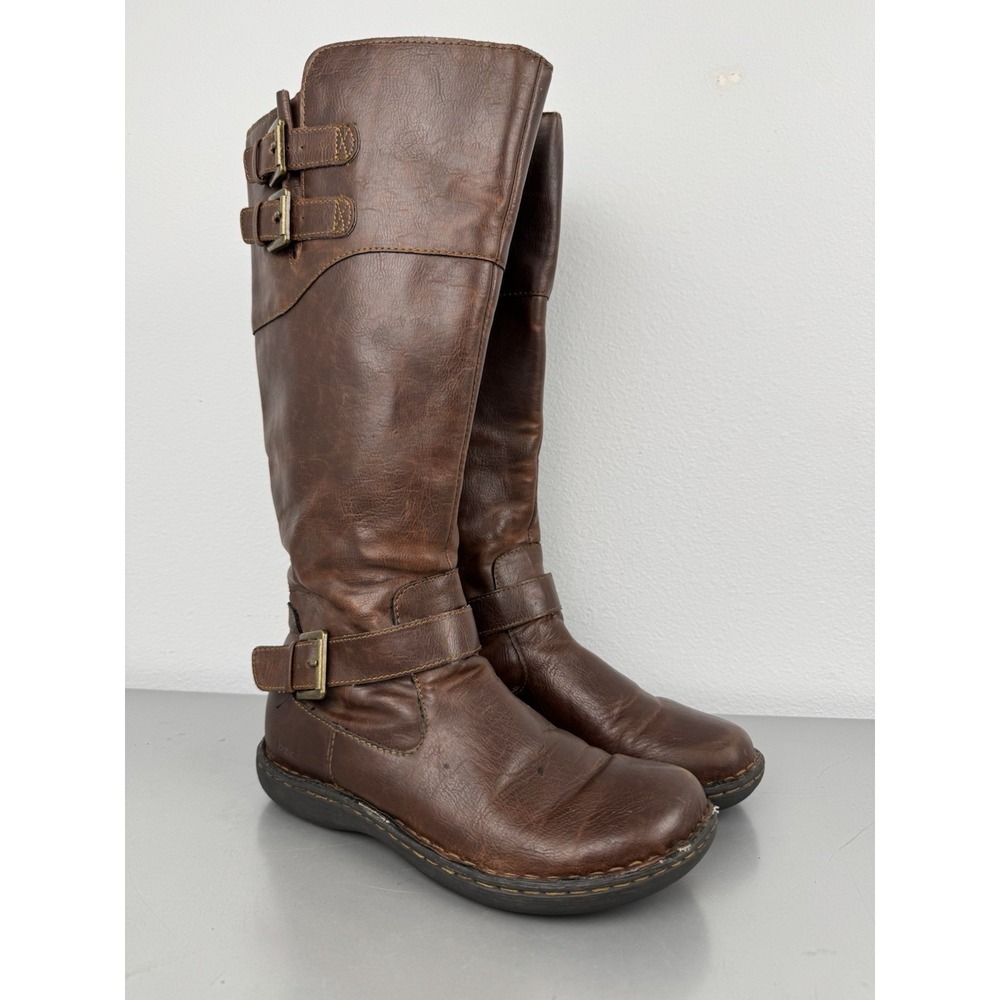 BOC Born Boots Knee High Riding Boots Womens 8M Virginia Austin Zip Buckle Plaid